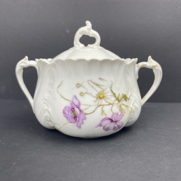 Vintage B & C Gladstone Porcelain Sugar Bowl with Lid Floral Design, 4” Germany - Picture 1 of 9